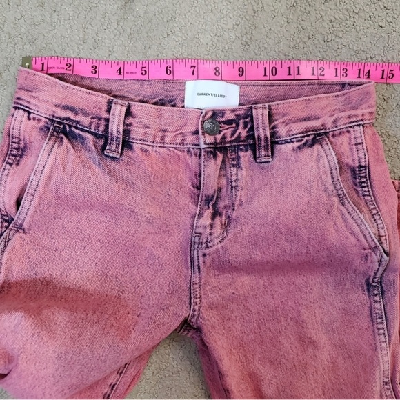 Current/Elliot The Confidant Stonewash Acid Pink Cropped Trouser Jeans Size 25 - Picture 8 of 12